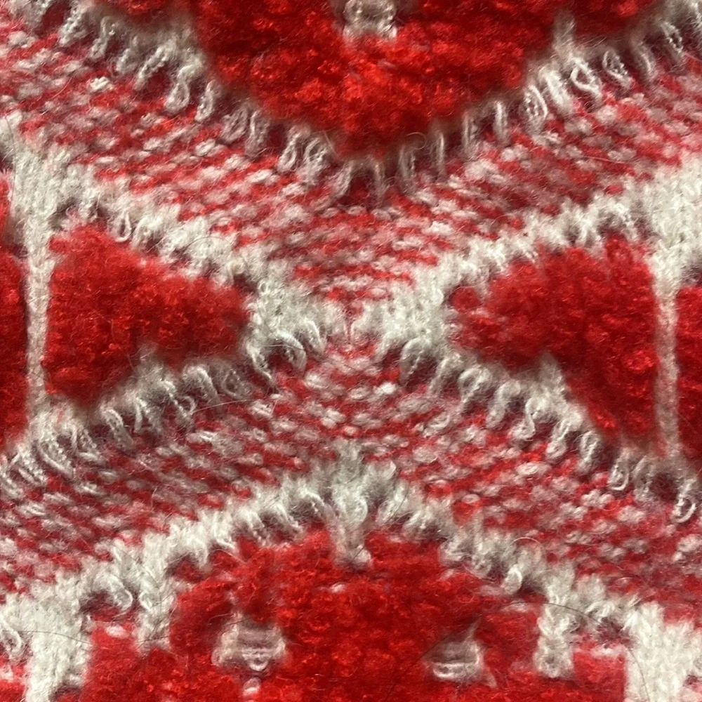 FRNCH Paris WMNS S/M Red Argyle Wool Blend Long Sleeves Pullover Sweater Winter